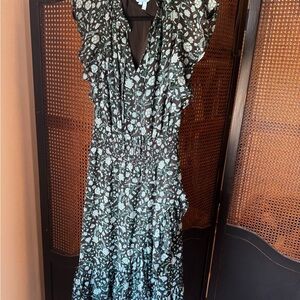 Draper James Black and Blue Floral Maxi Dress